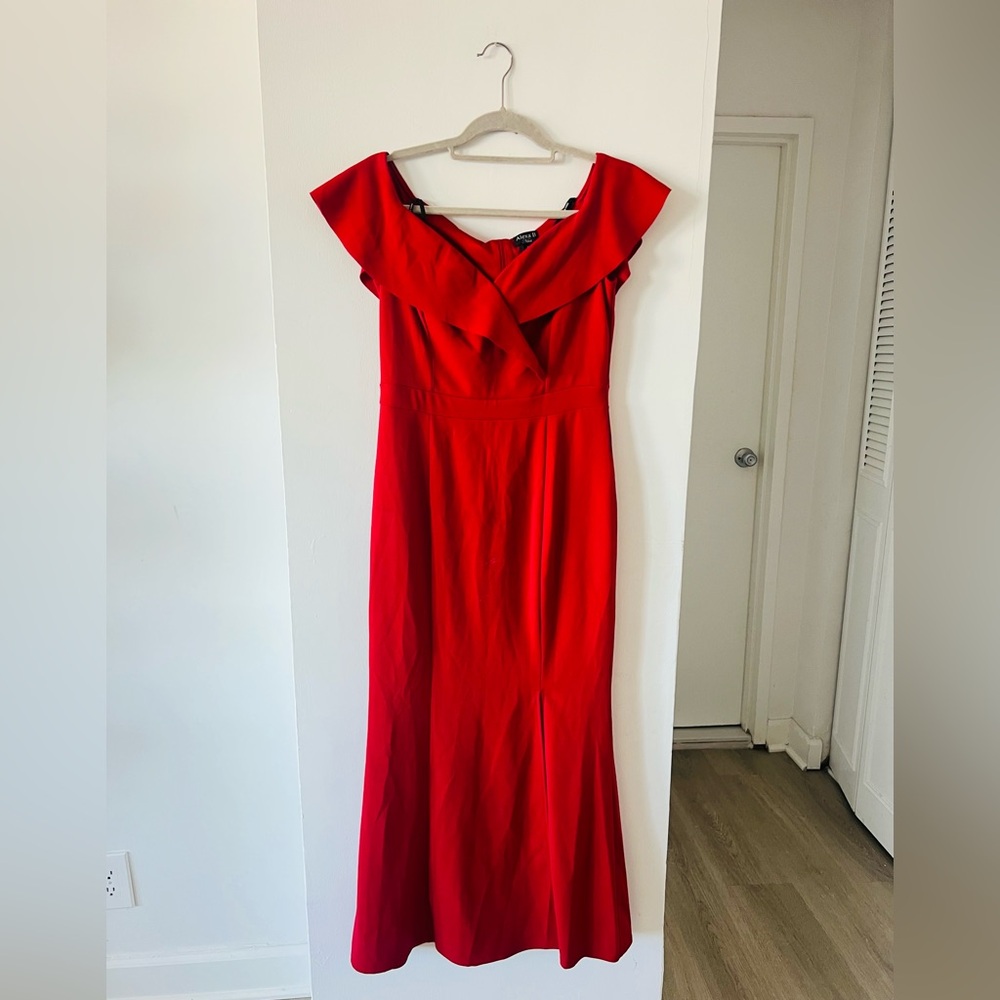 Elegant Red Off-Shoulder Gown